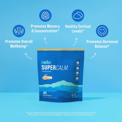Supercalm Powdered Drink Mix, Raspberry Lemonade, L Theanine, Ksm-66 Ashwagandha, Magnesium Glycinate, Vitamin D 3, Supplements for Relaxation & Focus, No Sugar, Non GMO, On The Go, 20 Ct