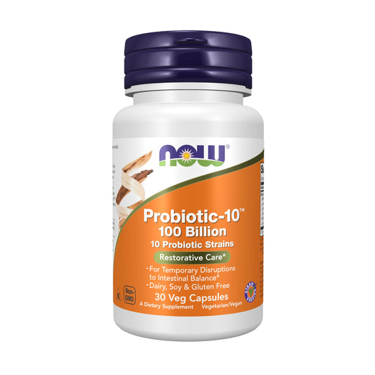 NOW Foods Supplements, Probiotic-10™, 100 Billion, with 10 Probiotic Strains,Dairy, Soy and Gluten Free, Strain Verified, 60 Veg Capsules - Nirvana Guru