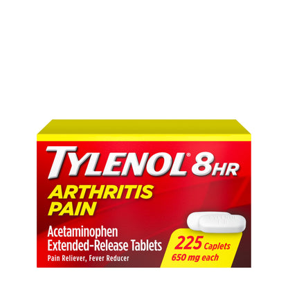 Tylenol 8HR Arthritis Pain Relief Caplets, 650 mg Acetaminophen for Minor Arthritis & Joint Pain, Fever Reducer, Extended Release, Gentle on Stomach, FSA or HSA Eligible, 100 ct