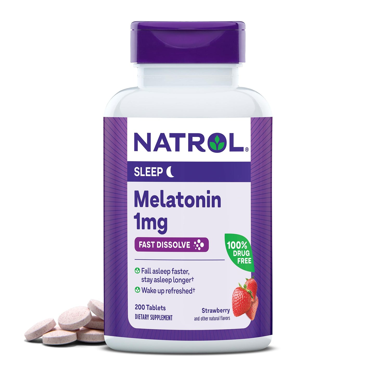Natrol Fast Dissolve Melatonin 1 mg, Melatonin Supplements for Restful Sleep, Sleep Support for Adults, 90 Strawberry-Flavored Tablets, Up to a 90 Day Supply Nirvana Guru