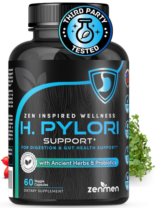 H. Pylori Support | Lactobacillus Reuteri Probiotic with Mastic Gum for Digestion & GI Health - Third Party Tested, 60 Vegan Capsules, Made in The USA Nirvana Guru