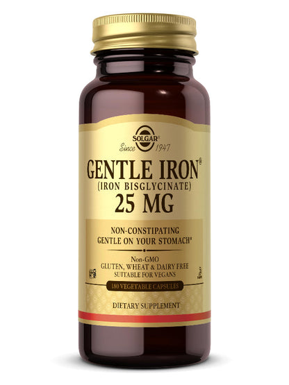 Solgar Gentle Iron, 180 Vegetable Capsules - Ideal for Sensitive Stomachs - Non-Constipating - Red Blood Cell Supplement - Non GMO, Vegan, Gluten-Free, Dairy Free, Kosher - 180 Servings Nirvana Guru