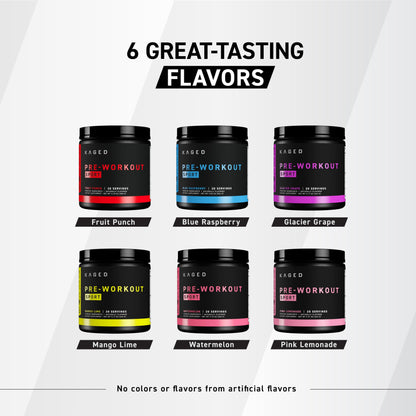 Kaged Sport Pre Workout Powder for Men & Women, Mango Lime, Sport Certified, 188mg Caffeine, Nitric Oxide Supplement, Beta Alanine for Energy, Weightlifting, Cardio Endurance & Strength, 20 Servings Nirvana Guru