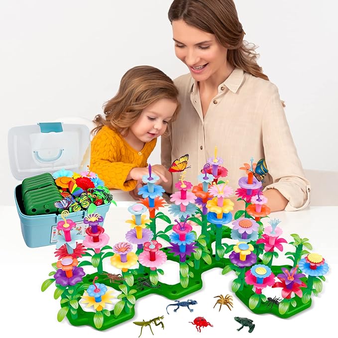 Toys Gifts for 2 3 4 5 6 Years Old Toddler Girls Boys, 156 PCS Insect Flower Garden Building Educational STEM Learning Pretend Play Gardening Set, Christmas Birthday Gifts for Preschool Kids Age 2+ nirvanaguru