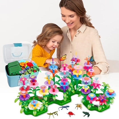 Toys Gifts for 2 3 4 5 6 Years Old Toddler Girls Boys, 156 PCS Insect Flower Garden Building Educational STEM Learning Pretend Play Gardening Set, Christmas Birthday Gifts for Preschool Kids Age 2+ nirvanaguru