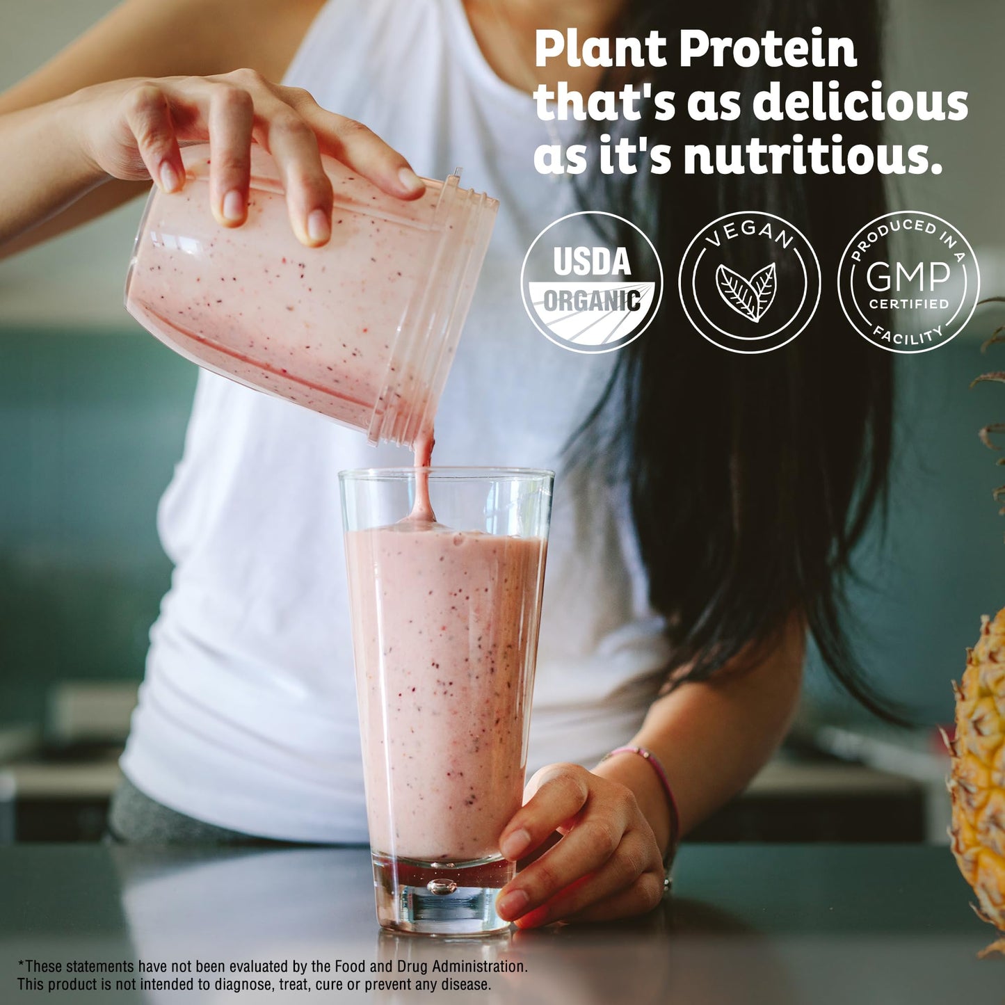 KOS Vegan Protein Powder Erythritol Free, Vanilla USDA Organic - Pea Protein Blend, Plant Based Superfood Rich in Vitamins & Minerals - Keto, Dairy Free - Meal Replacement for Women & Men, 28 Servings - Nirvana Guru