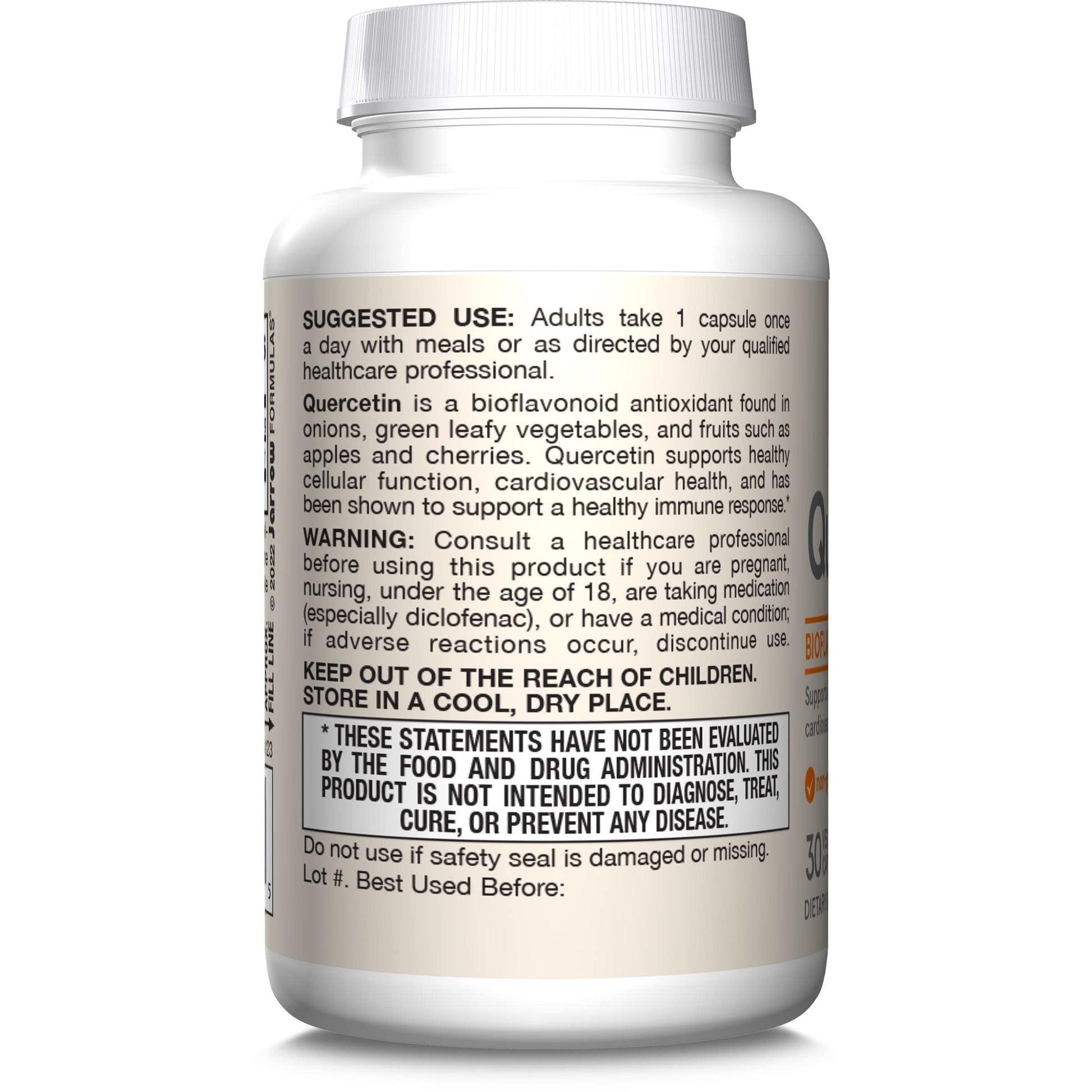 Jarrow Formulas Quercetin Supplements - 500 mg, Antioxidant Support for Cardiovascular and Immune Health, Supplement with 200 Veggie Capsules - Nirvana Guru