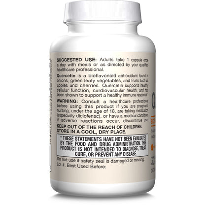 Jarrow Formulas Quercetin Supplements - 500 mg, Antioxidant Support for Cardiovascular and Immune Health, Supplement with 200 Veggie Capsules - Nirvana Guru
