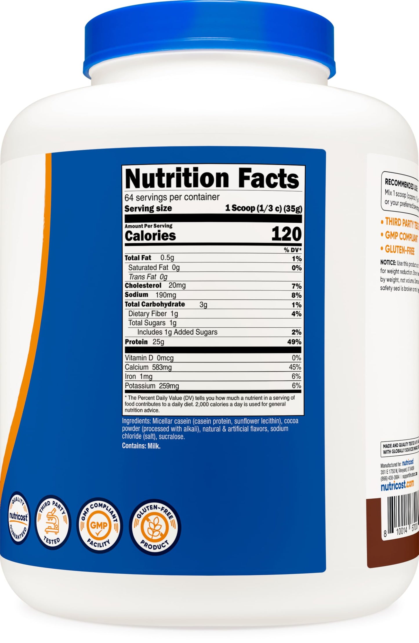 Nutricost Casein Protein Powder 2lb - Micellar Casein, Gluten Free, Non-GMO (Unflavored) - Nirvana Guru