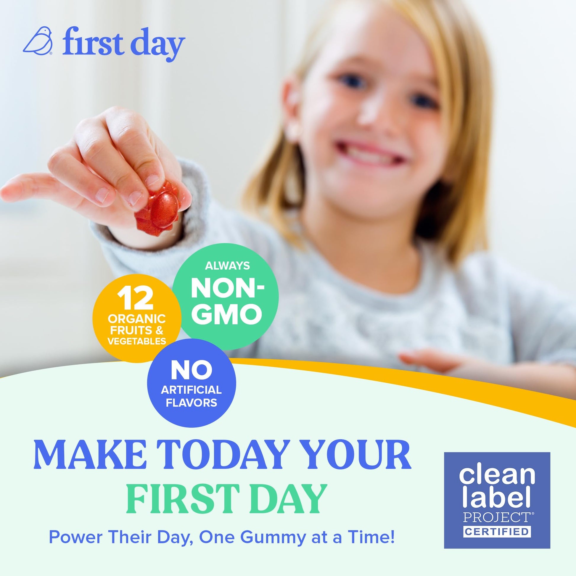 First Day Kids Multivitamin Gummies Age 4+, Strawberry & Orange - Kids Vitamins Multivitamin Gummy A C D3 K2 B1 B2 B6 B12 Folate, Immunity & Brain Function, Vegan - 30 Day Supply, Packaging May Vary Nirvana Guru