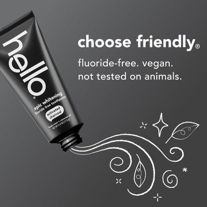 Hello Activated Charcoal Toothpaste, Fluoride Free with Activated Charcoal, Teeth Whitening Toothpaste with Fresh Mint and Coconut Oil, No SLS, Vegan, Gluten Free, 3 Pack, 4 OZ Tubes Nirvana Guru