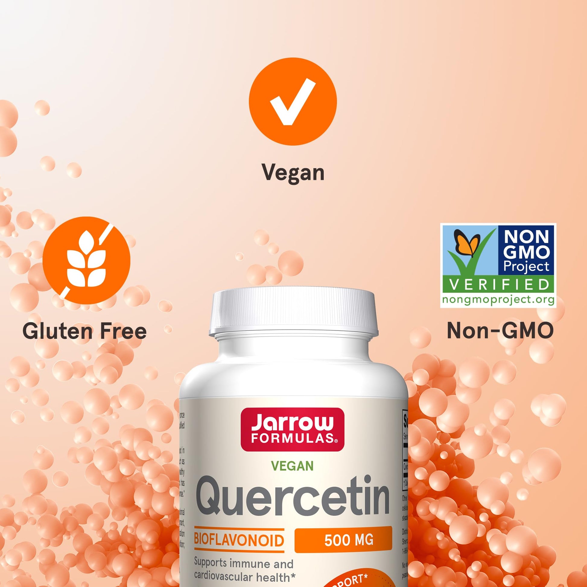 Jarrow Formulas Quercetin Supplements - 500 mg, Antioxidant Support for Cardiovascular and Immune Health, Supplement with 200 Veggie Capsules - Nirvana Guru