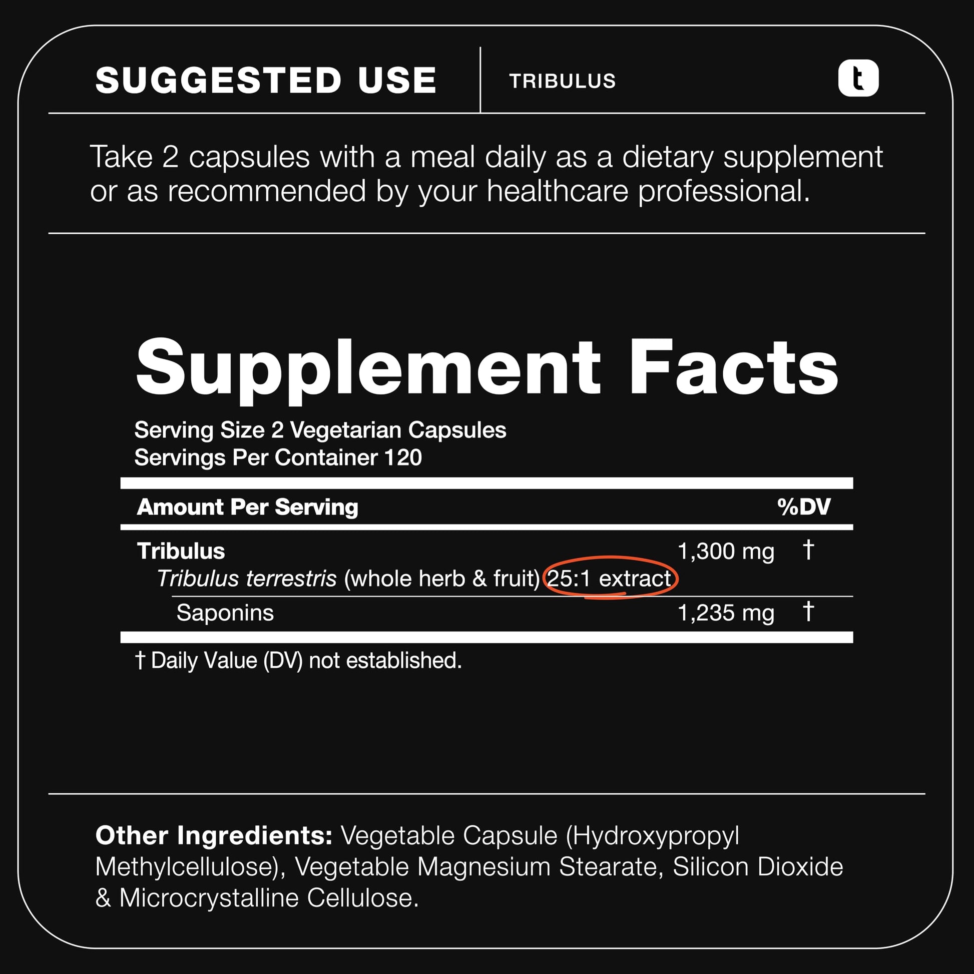 Tribulus Terrestris for Men - Ultra High Potency 25:1 Extract with 95% Saponins - 1300mg Pure & Concentrated Formula - Third-Party Lab Tested for Purity & Quality - 120 Capsules Nirvana Guru