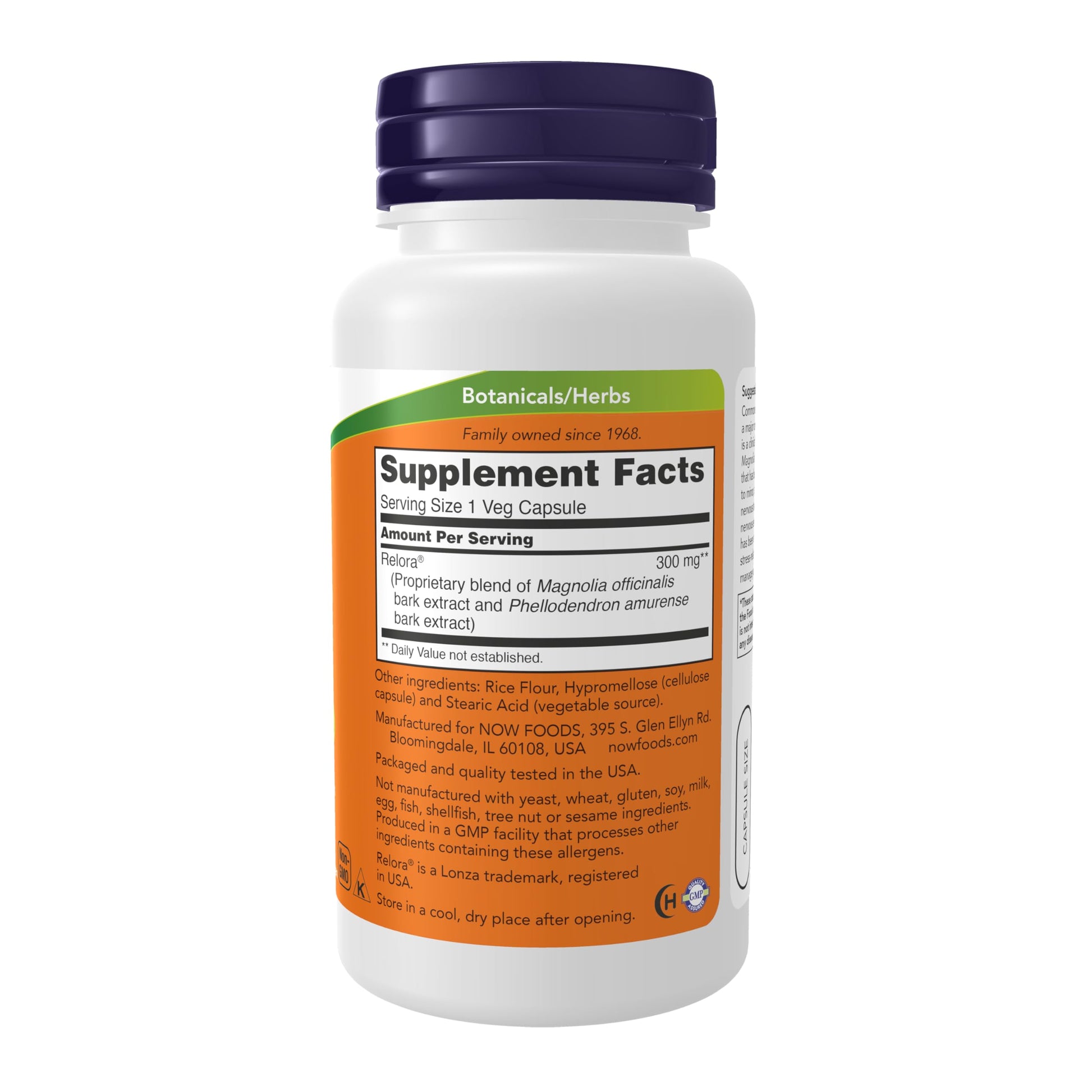 NOW Foods Supplements, Relora 300 mg (a Blend of Plant Extracts from Magnolia officinalis and Phellodendron amurense), 60 Veg Capsules - Nirvana Guru