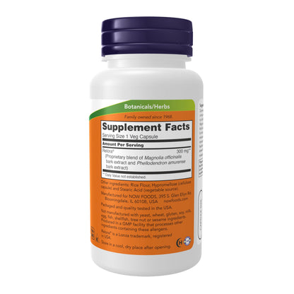 NOW Foods Supplements, Relora 300 mg (a Blend of Plant Extracts from Magnolia officinalis and Phellodendron amurense), 60 Veg Capsules - Nirvana Guru