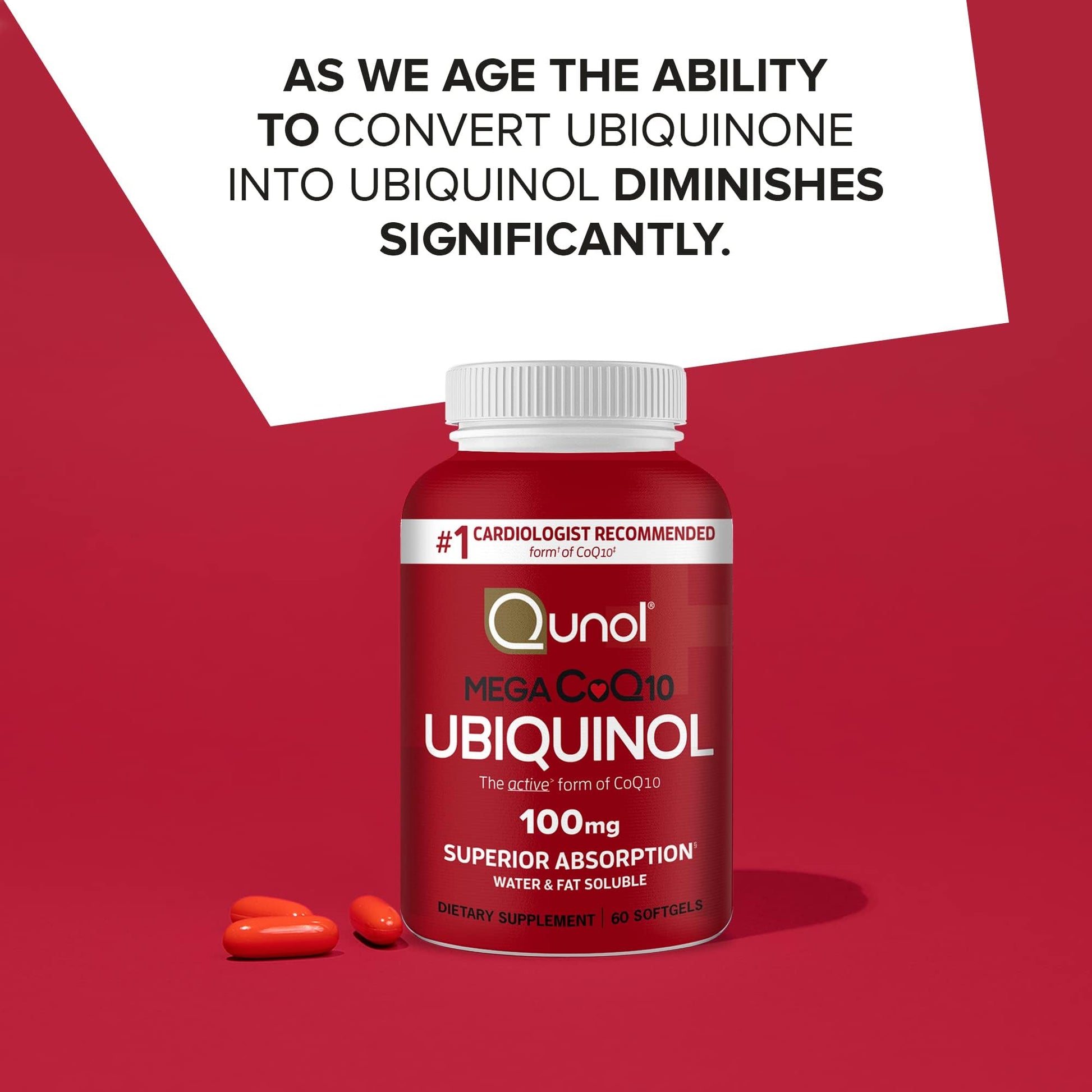 Qunol Mega Ubiquinol 100mg CoQ10, Superior Absorption, Patented Water and Fat Soluble Natural Supplement Form of Coenzyme Q10, Antioxidant for Heart Health, 100 Count Softgels Nirvana Guru