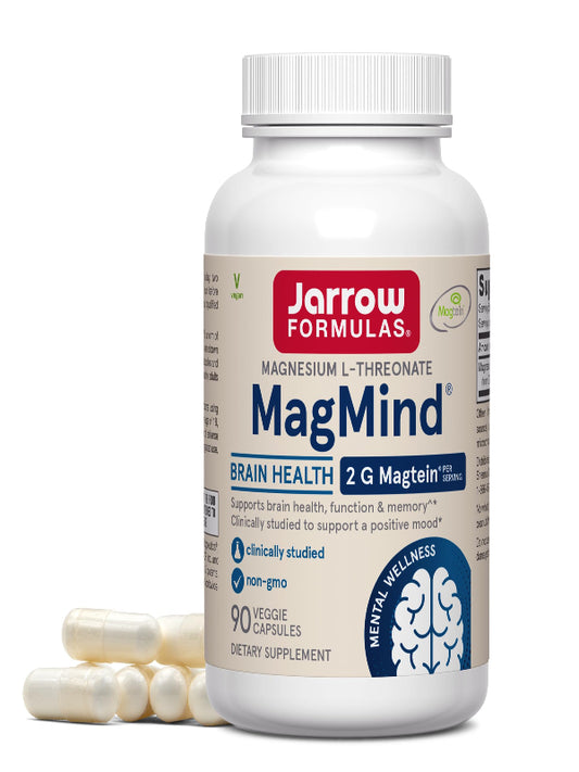 Jarrow Formulas Magnesium L-Threonate, MagMind Magtein Brain Supplements for Memory Support, 90 Veggie Capsules, Up to a 30 Day Supply - Nirvana Guru