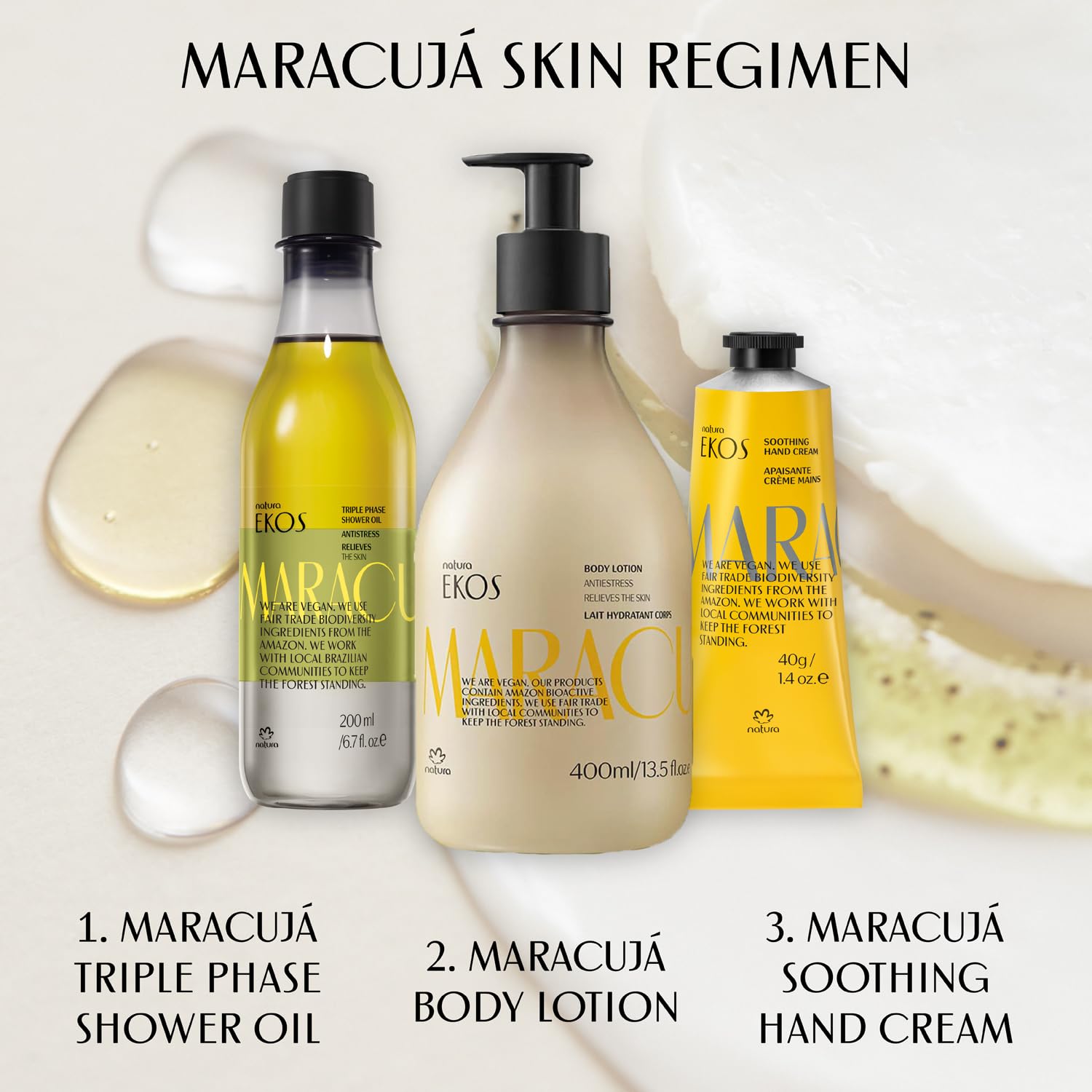 natura - Ekos Maracujá Triple Phase Shower Oil - Calming In-Shower or Bath Oil - Scented - Skin Moisturizer - Vegan Skin Care - Brazilian Beauty Secrets - Self Care - 6.7 fl oz (200ml) - Nirvana Guru