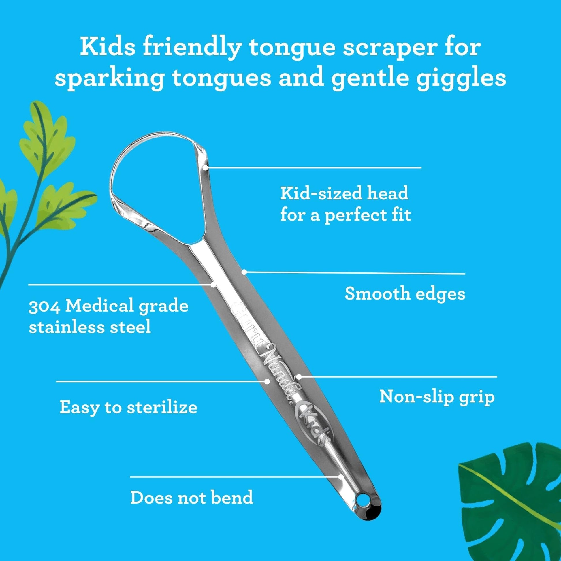 GuruNanda Tongue Scraper for Adults (2 Pack) with Travel Case, 420 Medical-Grade 100% Stainless Steel Tongue Cleaner, Aids in Fresh Breath & Oral Care Nirvana Guru