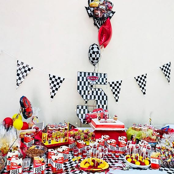 Piokio 100ft Black and White Checkered Flag Banner Racing Birthday Decorations, for Nascar Cars Party Supplies nirvanaguru