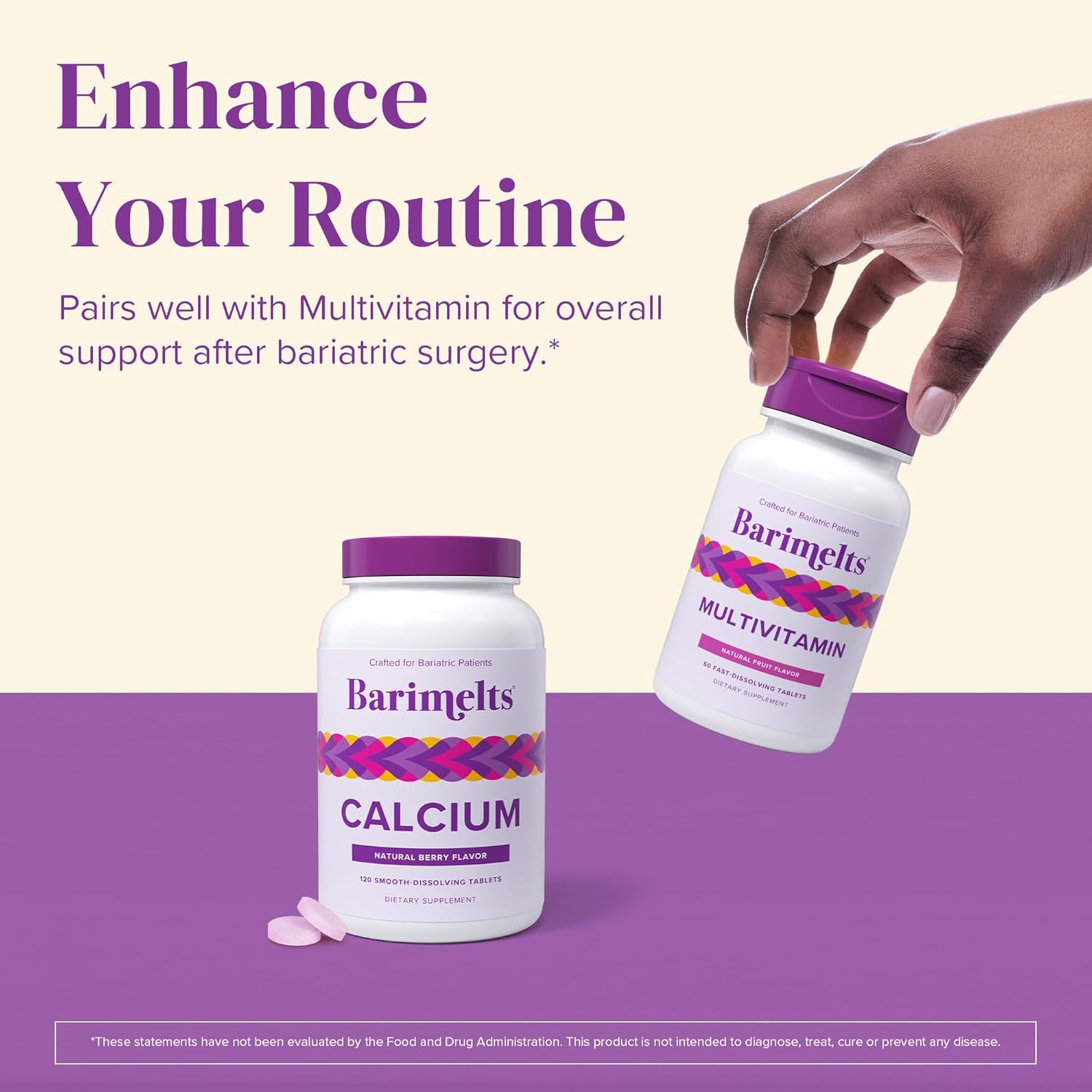 Barimelts Calcium Citrate with Vitamin D3 & Magnesium, 120 Smooth-Dissolving Tablets (1-Month Supply), Bariatric Calcium Supplements for Women, Natural Berry Flavor Nirvana Guru