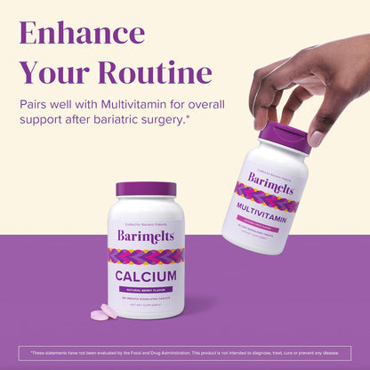 Barimelts Calcium Citrate with Vitamin D3 & Magnesium, 120 Smooth-Dissolving Tablets (1-Month Supply), Bariatric Calcium Supplements for Women, Natural Berry Flavor Nirvana Guru