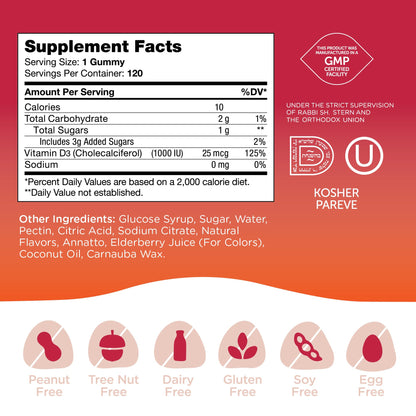 Zahler - Chapter One Vitamin D 3 1000 IU Gummies (60 Flavored Gummies) - Certified Kosher Chewable Vitamin D3 Gummies for Kids & Adults - VIT D3 Supplements - Made in USA Vitamin D Gummies - Nirvana Guru