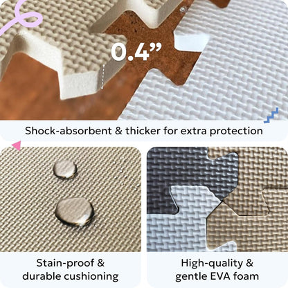MioTetto Foam Floor Tiles for Kids - Non-Toxic Comfortable Baby Play Mat and Interlocking Foam Tiles, Fits with 50x50 Playpen Mat for Crawling & Development, Soft Play Mat for Babies 6-12 Months Nirvana Guru