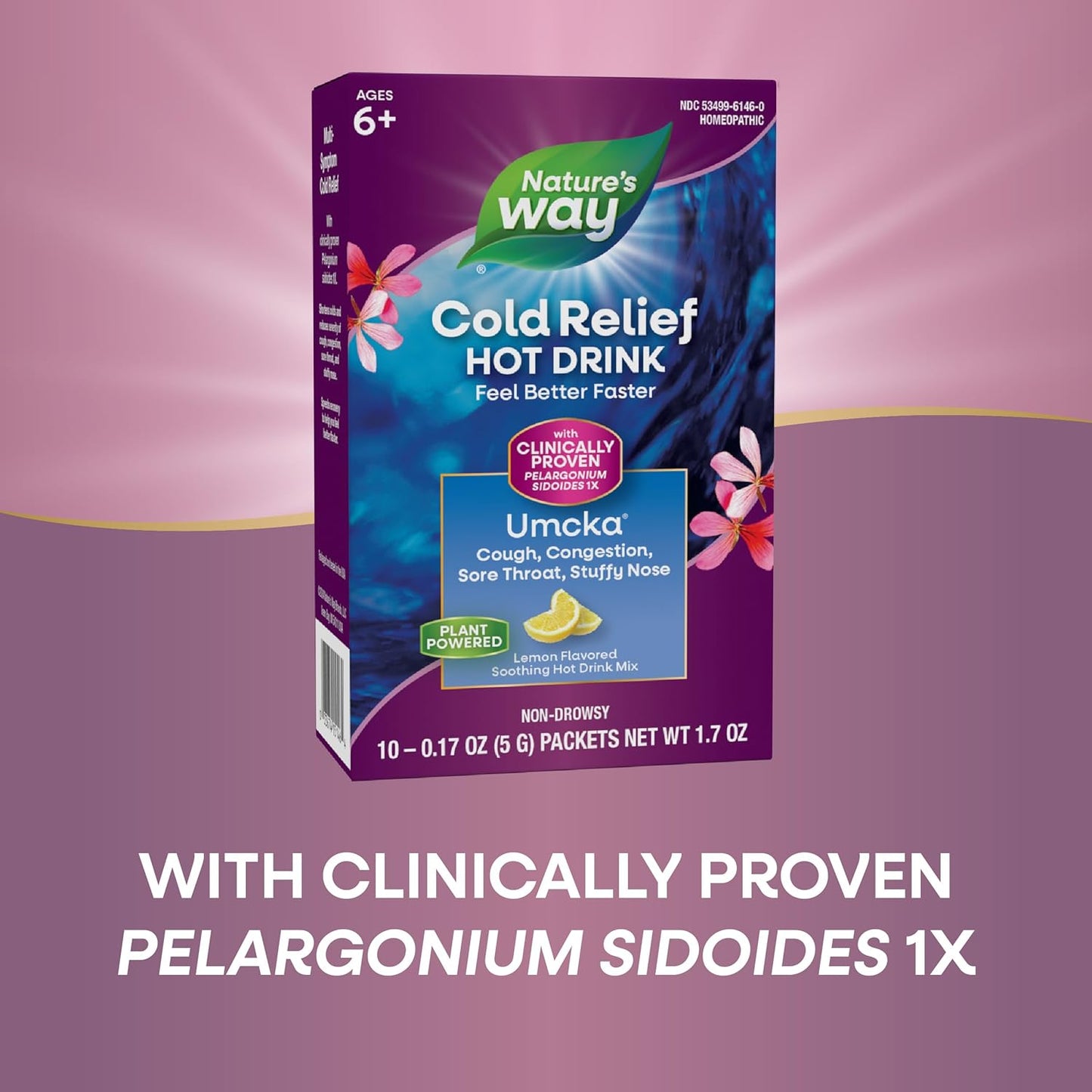 Nature's Way Umcka ColdCare Soothing Hot Drink - Homeopathic – With Pelargonium sidoides 1X- Helps Shorten Duration of Colds - Soothing Lemon Flavored - Suitable for Ages 6+ - 10 Packets - Nirvana Guru