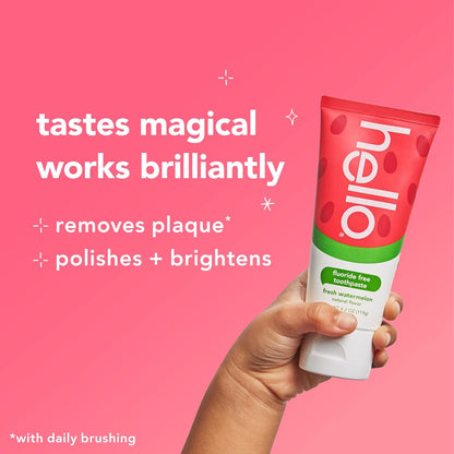 hello Fresh Watermelon Fluoride Free Kids Toothpaste, 4.2 Oz Tube Nirvana Guru