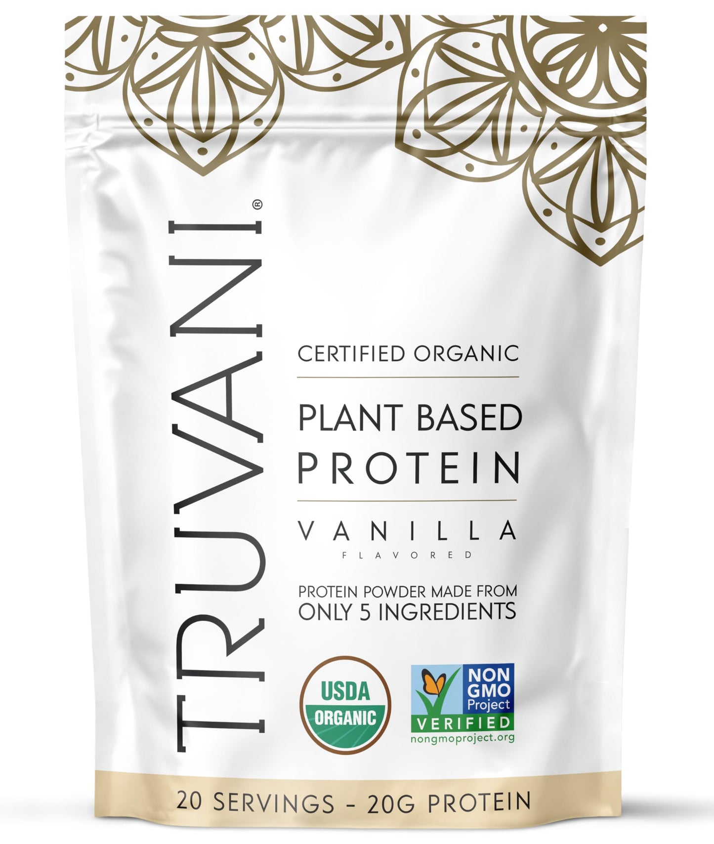 Truvani Vegan Protein Powder | Vanilla | 20g Organic Plant Based Protein | 18 Servings | Keto | Gluten & Dairy Free | Low Carb | No Added Sugar