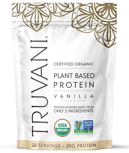 Truvani Vegan Protein Powder | Vanilla | 20g Organic Plant Based Protein | 18 Servings | Keto | Gluten & Dairy Free | Low Carb | No Added Sugar
