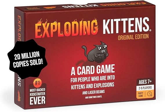 Exploding Kittens Original Edition - 2-5 Players - Ages 7+ - 15 Minutes to Play - High Stakes Card Game - Party Game, Family Game Night, Kid and Adult Card Game nirvanaguru