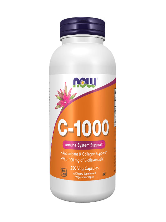 NOW Foods Supplements, Vitamin C-1,000 with 100 mg of Bioflavonoids, Antioxidant Protection*, 250 Veg Capsules - Nirvana Guru