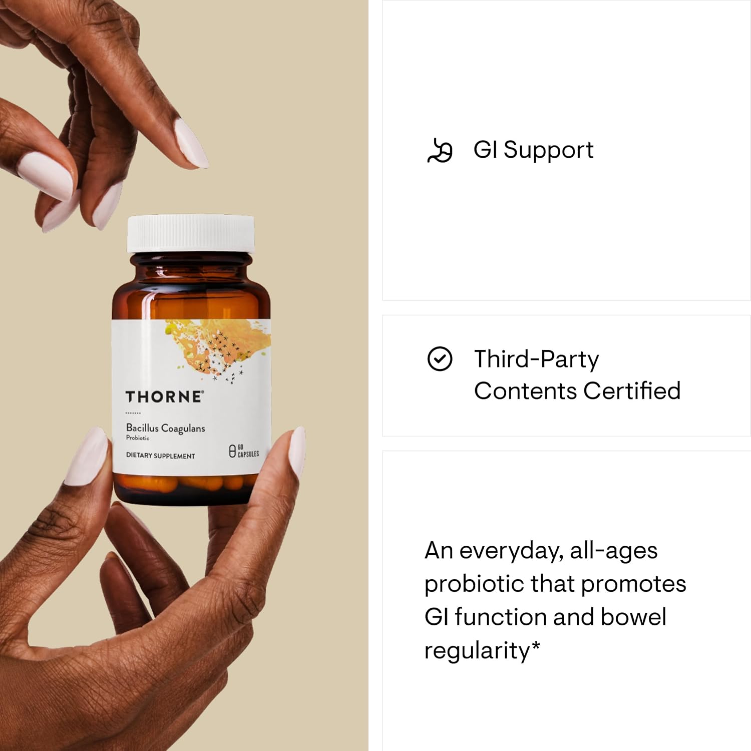 THORNE Bacillus Coagulans Probiotic - Shelf Stable Probiotic Supplement to Promote GI Health* - 60 Capsules - Nirvana Guru