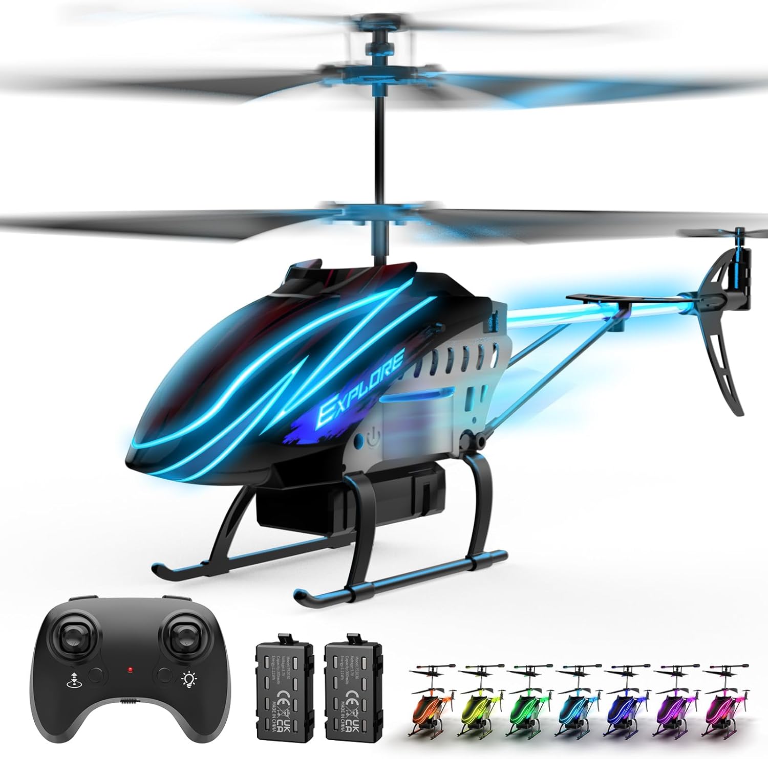 RC Helicopter, Remote Control Helicopter for Kids with 30Mins Flight(2 Batteries), 7+1 LED Light Modes, Altitude Hold, RC Toys for Boys Girls Nirvana Guru