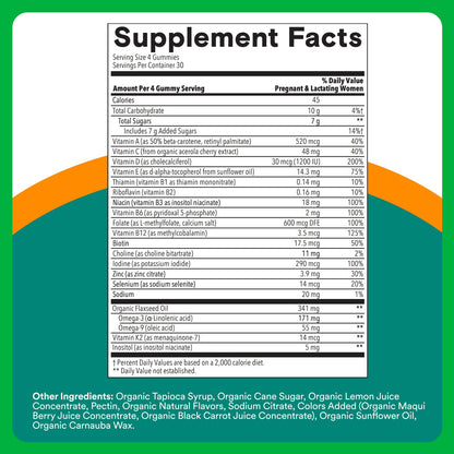 SmartyPants Prenatal Vitamins for Women, Sugar Free Multivitamin Gummies: Methylfolate, Omega 3 (ALA) Vitamin D3, C, Vitamin B12, B6, A, K & Zinc, Inositol, Erythritol Free, 60 Count (20 Day Supply) Nirvana Guru
