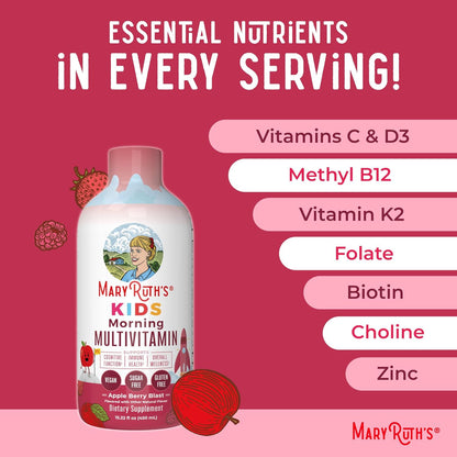 MaryRuth's Kids Liquid Morning Multivitamin | Kids Multivitamin | Immune Support | Vitamin C & D | Kids Vitamins | Kids Vitamins multivitamin | Vegan | 30-180 Servings | 15.22 fl oz - Nirvana Guru