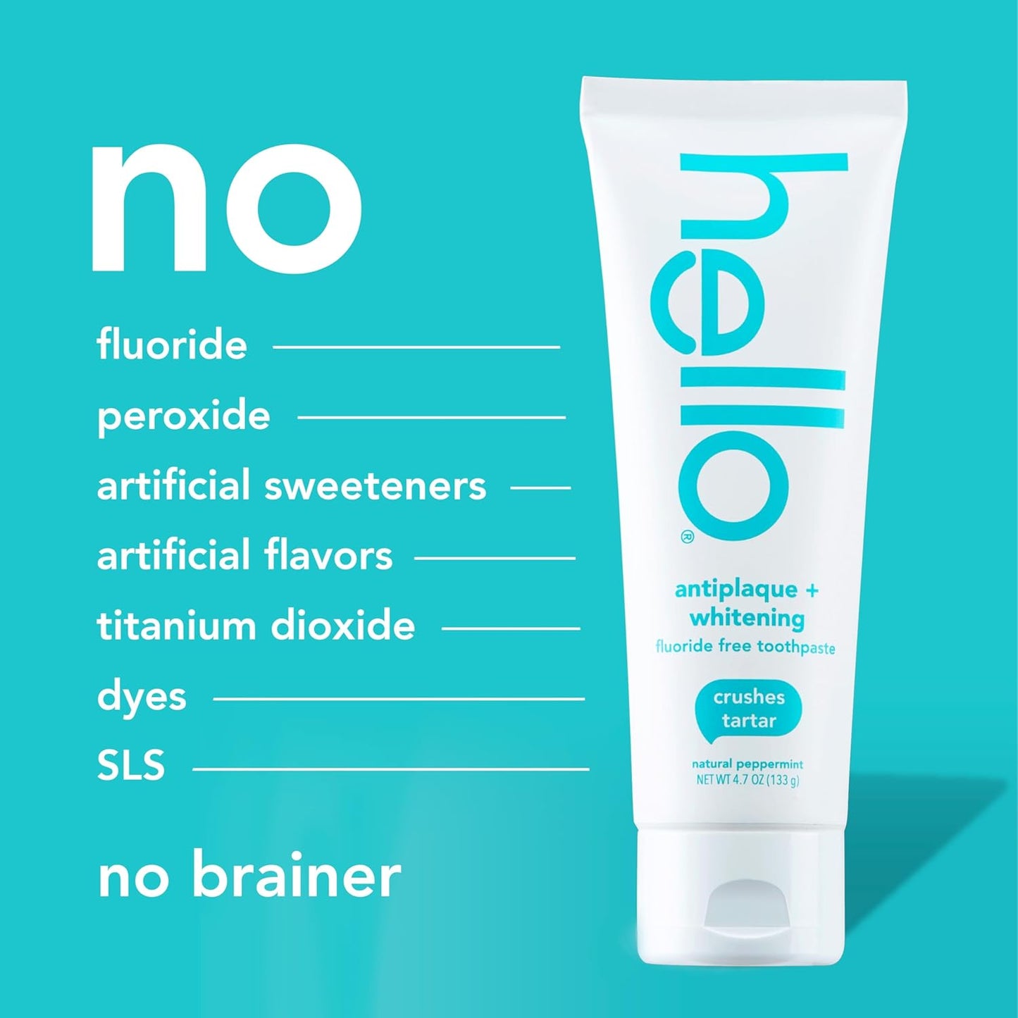 Hello Antiplaque Toothpaste, Fluoride Free for Teeth Whitening with Natural Peppermint Flavor and Tea Tree Oil, Peroxide Free, Gluten Free, SLS Free, 3 Pack, 4.7 OZ Tubes Nirvana Guru