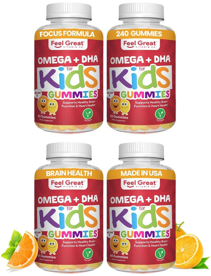 Feel Great Vitamin Co. Complete DHA Gummies for Kids | with Omega 3 6 9 + DHA, Vitamin C | Supports Healthy Brain Function, Vision & Heart Health | Gluten Free, Vegetarian | 60 Gummies Nirvana Guru
