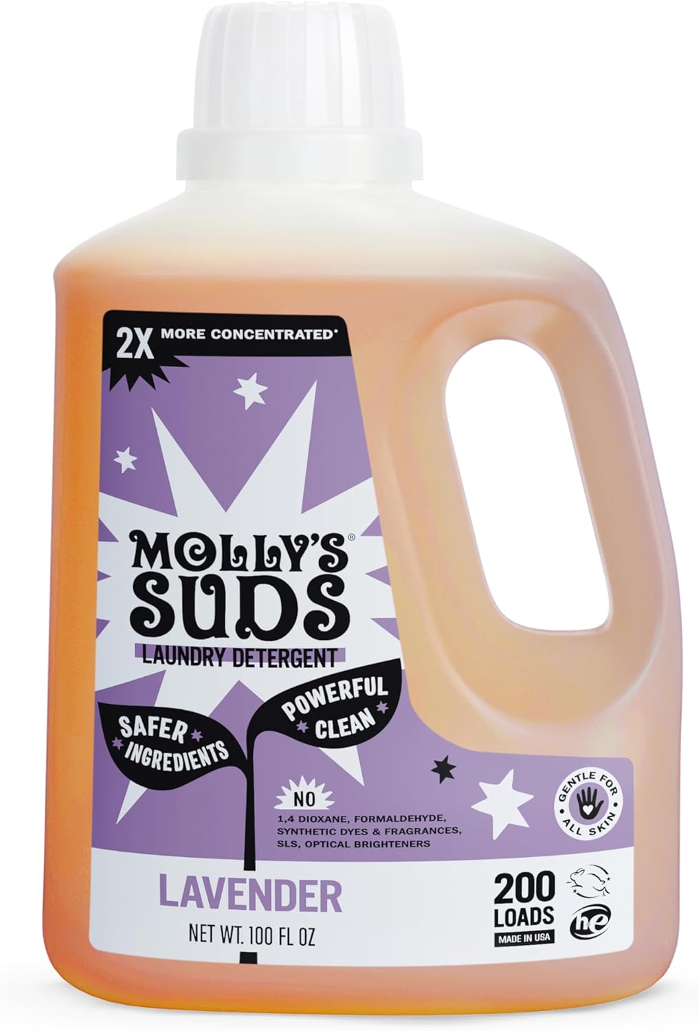 Molly's Suds Liquid Laundry Detergent | Clean Laundry Detergent Soap for Sensitive Skin | 2x Concentrated, High Efficiency (HE) | Unscented - 100 Loads Nirvana Guru