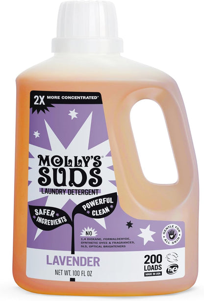 Molly's Suds Liquid Laundry Detergent | Clean Laundry Detergent Soap for Sensitive Skin | 2x Concentrated, High Efficiency (HE) | Unscented - 100 Loads Nirvana Guru