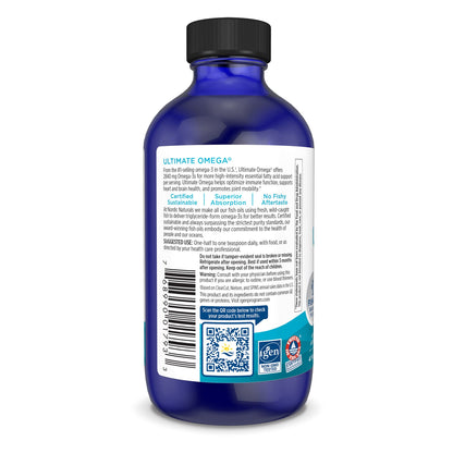 Nordic Naturals Ultimate Omega Liquid, Lemon Flavor - 4 oz - 2840 mg Omega-3 - High-Potency Omega-3 Fish Oil Supplement with EPA & DHA - Promotes Brain & Heart Health - Non-GMO - 24 Servings - Nirvana Guru