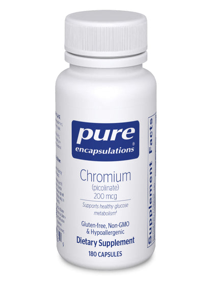 Pure Encapsulations Chromium (Picolinate) 200 mcg | Hypoallergenic Supplement for Healthy Lipid and Carbohydrate Metabolism Support* | 60 Capsules - Nirvana Guru