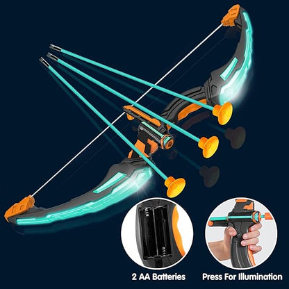 JOYIN Kids Bow and Arrow Set, LED Light Up Archery Toy Set with 9 Suction Cup Arrows, Target & Arrow Case, Indoor and Outdoor Hunting Play Gift Toys for Kids, Boys & Girls Ages 6-12 Nirvana Guru
