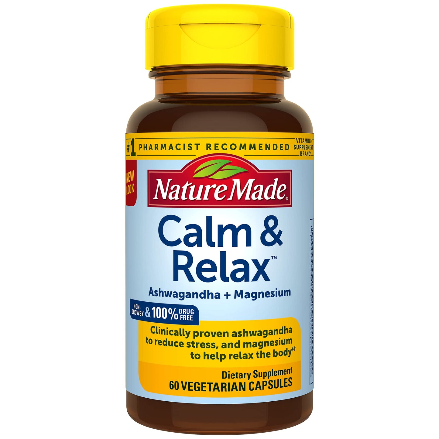Nature Made Wellblends Calm & Relax, Ashwagandha 125mg, Magnesium 300 mg, 54 Vegetarian Capsules - Nirvana Guru
