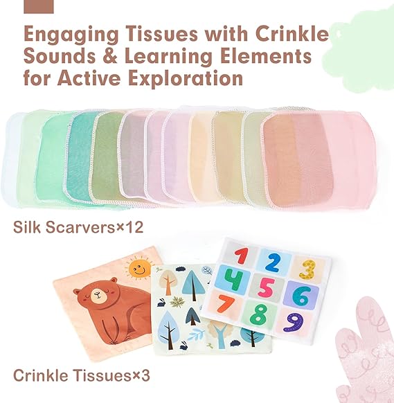 hahaland Baby Tissue Box Toy – Montessori Sensory Toy with Pulling Scarves | Developmental Toys for Babies 6–12 Months | Baby Shower Gift for Boys & Girls 6–18 Months nirvanaguru