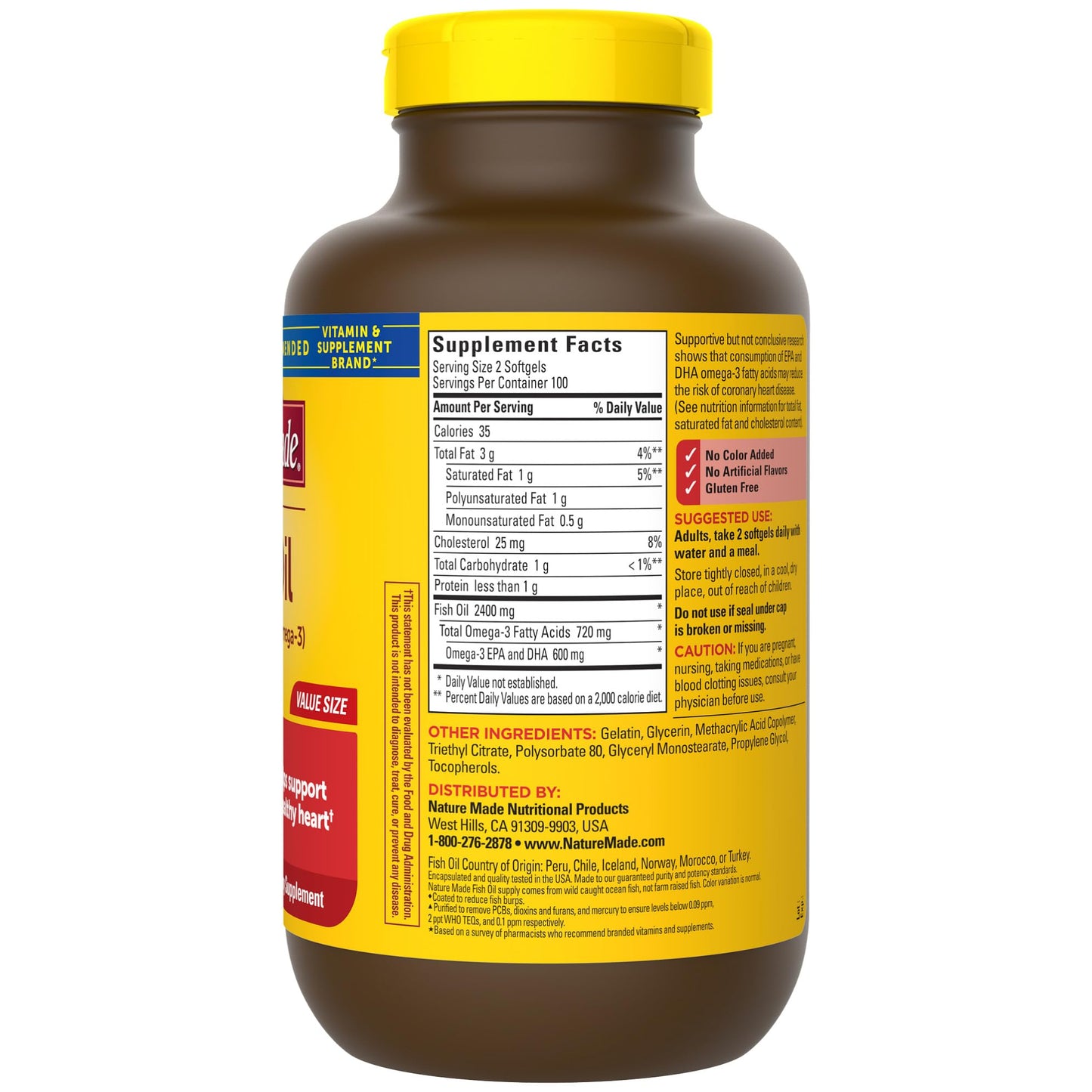 Nature Made Burp Less Fish Oil Omega 3 Supplements, 1200 mg Softgels, Omega 3 Fish Oil for Healthy Heart Support, 300 Softgels, 150 Day Supply - Nirvana Guru