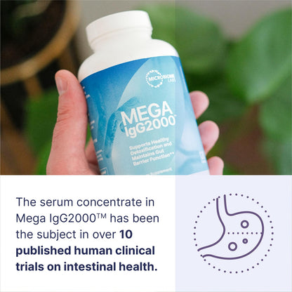 Microbiome Labs Mega IgG2000 Capsules - Dairy Free Bovine Colostrum Supplement Alternative - Immunoglobulin Supplement from Bovine Serum to Support Digestive Health (120 Capsules) - Nirvana Guru