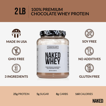 NAKED Whey Vanilla Protein Powder - Only 3 Ingredients - Grass Fed Whey Protein Powder, Vanilla Flavor, and Organic Coconut Sugar, No GMO, No Soy, and Gluten Free - 24 Servings